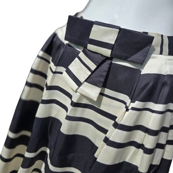 KATE SPADE Black & Cream Silk A-Line Skirt sz 4 - Picture 2 of 8